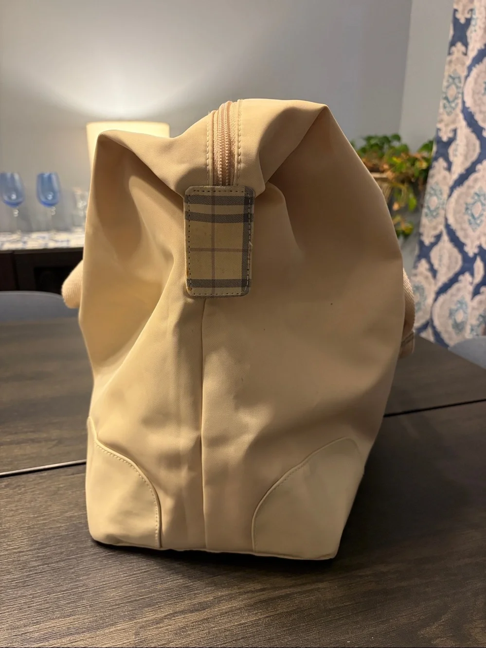 Burberry Fragrances Large Cream Beige Weekender Travel Duffel Bag
